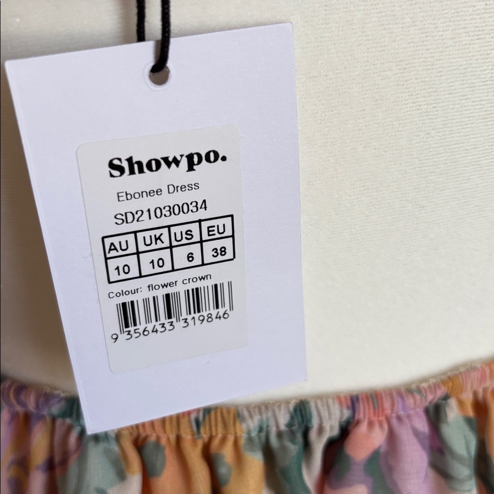 NWT Showpo Ebonee Sz 6 cut out Pastel Floral Mini Dress peach purple - Picture 10 of 10